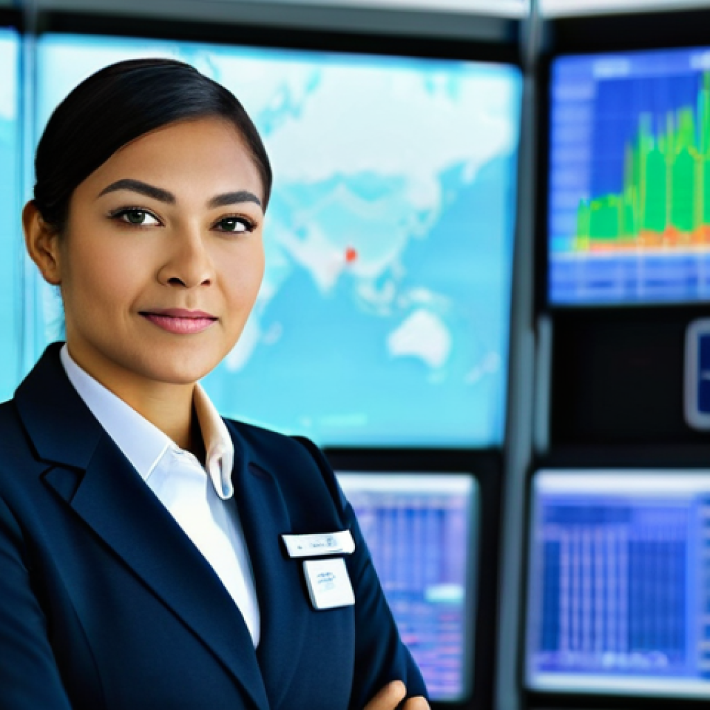 항공보안관리사 보안 윤리 사례 - **Prompt:** A mid-shot of a highly professional aviation security manager, either male or female of ...