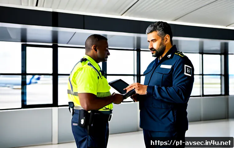 Home 17 항공보안관리사 실무 환경 적응법 - Photorealistic airport security operations briefing in a modern Portuguese-speaking international ai...